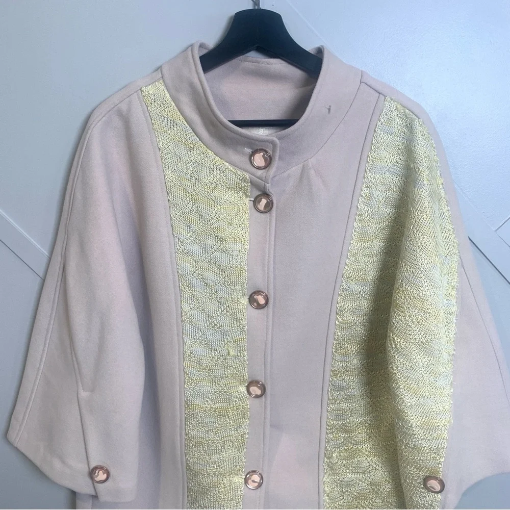 Italian Retro Beige Gold Yellow Fringe Jacket Size Large